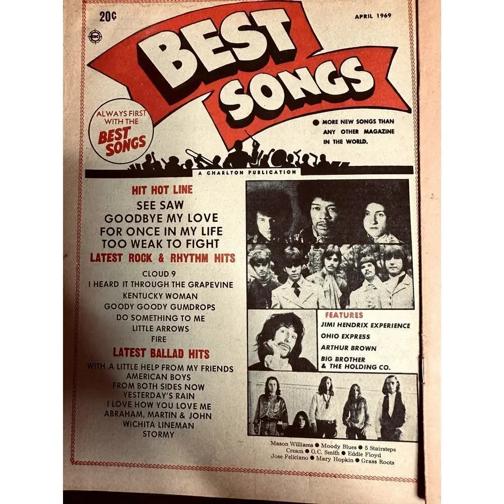 Best Songs Magazine - April-June-August 1969 - Jimi Hendrix-The Beatles Set of 3